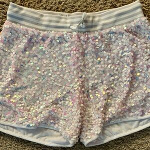 More Than Magic brand.  Iridescent Sequin shorts. Pink/silver Size XL (14/16)
